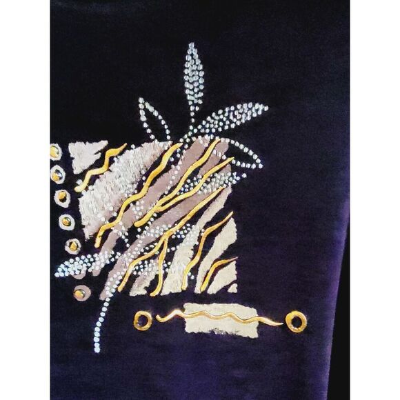 Donna USA 3XL Vintage Tunic Top‎ Slinky Shoulder Pads LS Round Neck - Picture 4 of 9